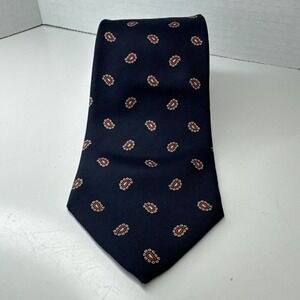 Lands End Tie 100% Silk Necktie Blue Tiny Paisley's Hand Sewn in‎ USA 59"X 3"